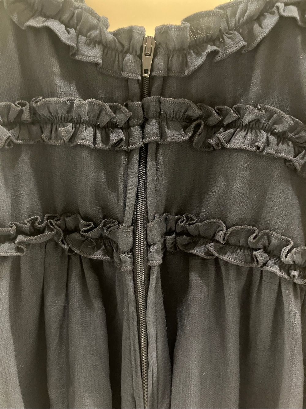 Navy Ruffle Trim Romper - Picture 5 of 6